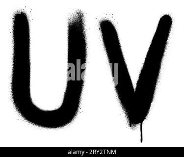 Graffiti spray neri con lettere ''U'', ''V''. Parte 11 Illustrazione Vettoriale