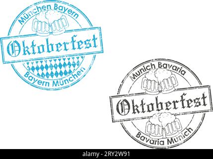 Due francobolli grunge "Oktoberfest" Illustrazione Vettoriale