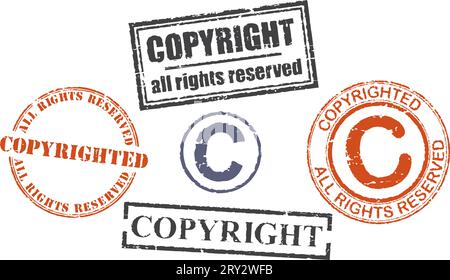 Set di francobolli grunge "Copyright" Illustrazione Vettoriale