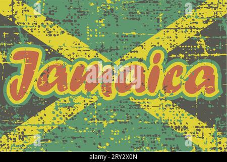 Grunge bandiera giamaicana con l'iscrizione Illustrazione Vettoriale