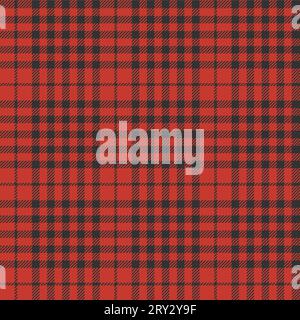 Motivo tartan (a quadri) senza cuciture. Colore rosso e nero. Illustrazione Vettoriale