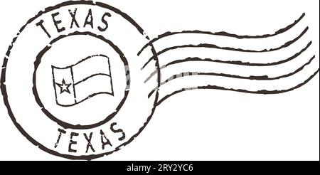 Francobollo nero "Texas". Illustrazione Vettoriale