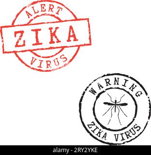 Francobolli rossi e neri "ZIKA VIRUS" Illustrazione Vettoriale