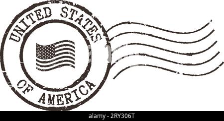 Francobollo nero "United States of America" Illustrazione Vettoriale