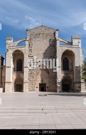 Vista verticale dell'ingresso della basilica di Maria Maddalena senza persone, Santa Maximin la Sainte Baume Foto Stock