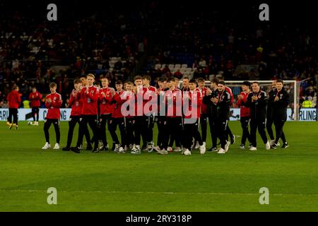 Cardiff, Galles - 28 marzo 2023: Girone D di qualificazione al Campionato europeo di calcio Galles contro Lettonia al Cardiff City Stadium. Foto Stock