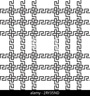 Pattern di meandro senza cuciture. Antica decorazione greca tradizionale. Sfondo bianco. Illustrazione Vettoriale