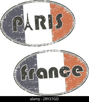 Francobollo grunge. Francia; Parigi Illustrazione Vettoriale