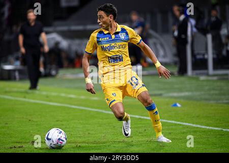 Frosinone, Italia. 28 settembre 2023. Giuseppe caso di Frosinone durante la partita di serie A tra Frosinone calcio e ACF Fiorentina allo stadio Benito stirpe di Frosinone (Italia), 28 settembre 2023. Crediti: Insidefoto di andrea staccioli/Alamy Live News Foto Stock