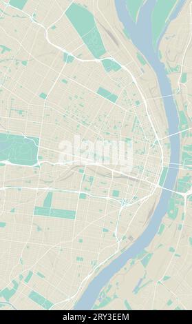 Mappa dettagliata di St. Louis City, Missouri, Stati Uniti. Mappa dell'area amministrativa comunale con fiumi e strade, parchi e ferrovie. Illustrazione vettoriale Illustrazione Vettoriale