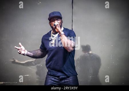 AMSTERDAM - 50 Cent durante il suo concerto allo Ziggo Dome. Il rapper americano inizia la tappa europea del suo The Final Lap Tour. ANP MARCEL KRIJGSMAN netherlands Out - belgio Out Foto Stock