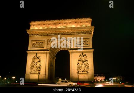 Trumphal Arch at night, parigi, Francia, Triumphal Arch at Night, Francia, Europa, paesaggio, orizzontale portfolio World Cities Foto Stock