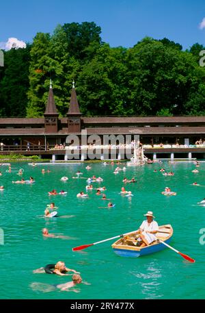 Bagno termale a Heviz, Lago Balaton, Ungheria Foto Stock