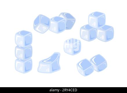 Set vettoriale cubetti di ghiaccio Illustrazione Vettoriale