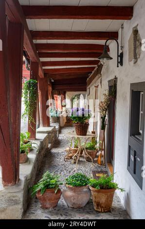 Scenario rurale di Werdenberg, una città con carta storica nel cantone svizzero orientale di San Gallo. È la città più piccola della Svizzera. Foto Stock