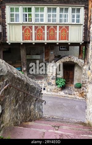 Werdenberg è una città del cantone svizzero orientale di San Gallo. È la più piccola città della Svizzera. Foto Stock