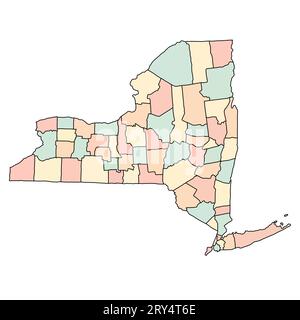 colorata mappa delle contee di new york. New York - mappa politica altamente dettagliata e modificabile. Mappa della contea vuota Foto Stock