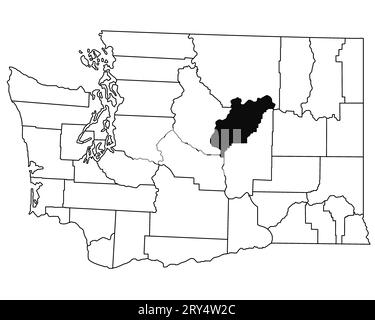 Mappa della contea di Douglas nello stato di Washington DC su sfondo bianco. Mappa singola della contea evidenziata dal colore nero sulla mappa DI WASHINGTON. STATI UNITI, STATI UNITI Foto Stock