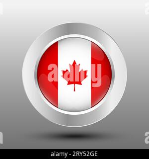 Sfondo pulsante metallico bandiera rotonda Canada Illustrazione Vettoriale