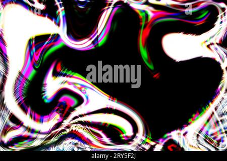 colori dinamici e fluidi in carta da parati bianca e nera astratta dalle forme vivaci che si sovrappongono Foto Stock