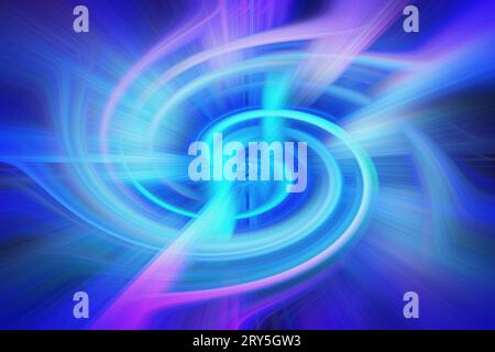 rendering 3d brillante di luci al neon illuminate con percorsi di luce dinamici che accelerano creando uno sfondo al neon astratto e colorato Foto Stock