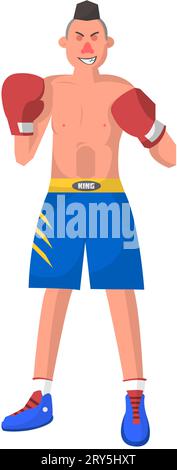 Boxer in abbigliamento sportivo, pantaloncini corti e guanti protettivi Illustrazione Vettoriale