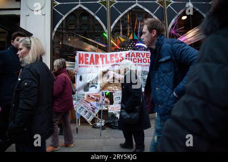 Protesta anti-pelliccia per i diritti degli animali fuori Harvey Nichols Londra 30 novembre 2013 Foto Stock
