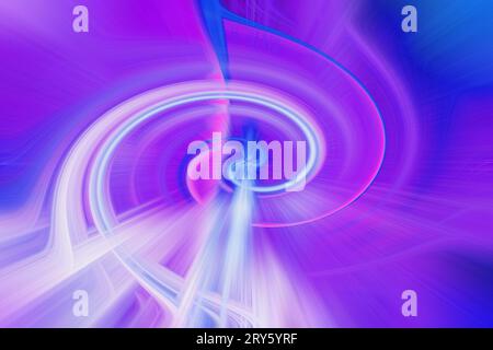 cattura l'essenza dell'arte e della tecnologia grazie a colori sfumati sfumati con movimento radiale sfondo rosso, arancione, verde, viola e blu multicolore misto Foto Stock