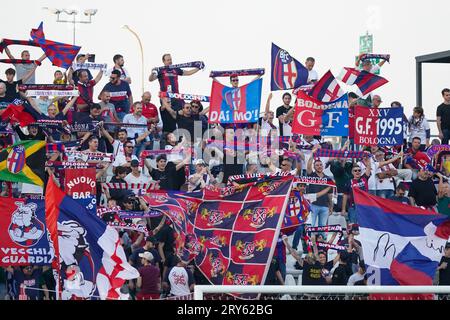 Monza, Italia. 28 settembre 2023. Tifosi del Bologna FC 1909, durante AC Monza V FC Bologna, serie A, allo stadio U-Power. Crediti: Alessio Morgese/Alessio Morgese/Emage/Alamy live news Foto Stock