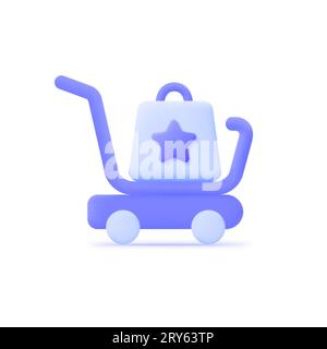 Carrello 3d, ottimo design per qualsiasi scopo. Illustrazione vettoriale Illustrazione Vettoriale