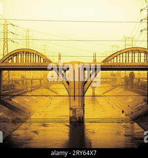 Ponti sul fiume Los Angeles, Los Angeles, California. Foto Stock