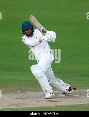 Sam Evans del Leicestershire batte durante il quarto giorno della partita del campionato LV= Insurance County presso la Seat Unique Riverside, Chester-le-Street. Data immagine: Venerdì 29 settembre 2023. Foto Stock