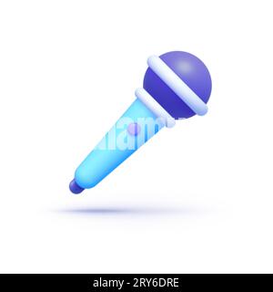 Microfono 3d realistico per la progettazione concettuale. Illustrazione vettoriale Illustrazione Vettoriale