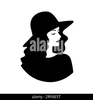 Silhouette di una bella donna con un abito elegante. Illustrazione vettoriale Illustrazione Vettoriale