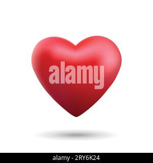 Icona 3d realistica del design a cuore rosso, simbolo dell'amore. Illustrazione vettoriale Illustrazione Vettoriale
