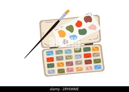 Pennello per pittura ad acquerello e pennello da disegno Illustrazione Vettoriale