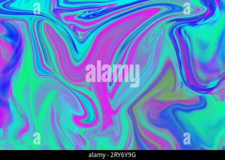svelando il mistico della fluidità vibrante in un modello astratto di marmo liquido con sfondo colorato blu-verde-rosa futuristico Foto Stock
