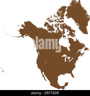 Mappa colore MARRONE CMYK del NORD AMERICA Illustrazione Vettoriale