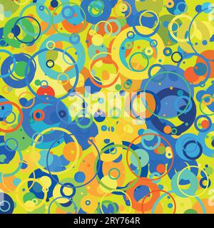 Sfondo astratto colorato con punti, anelli, bolle Illustrazione Vettoriale