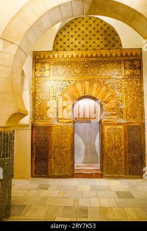 Area della moschea, Mihrab, all'interno del Castello di San Marcos, Puerto de Santa María, Cadice, Andalusia, Spagna. Foto Stock