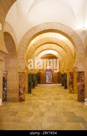 Area della moschea, Mihrab, all'interno del Castello di San Marcos, Puerto de Santa María, Cadice, Andalusia, Spagna. Foto Stock