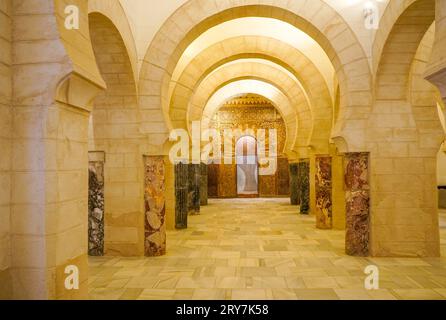 Area della moschea, Mihrab, all'interno del Castello di San Marcos, Puerto de Santa María, Cadice, Andalusia, Spagna. Foto Stock