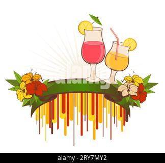 Fiori tropicali e cocktail Foto Stock