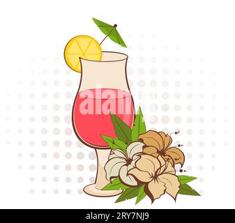 Fiori tropicali e cocktail Foto Stock