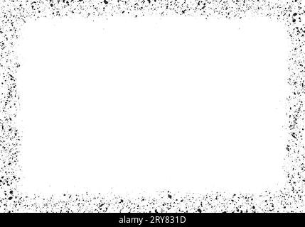 Risorsa cornice astratta con texture a spruzzo di vernice nera, schizzi a forma di cornice. Grana sporca. Spruzzo di vernice, spruzzato con vernice spray Illustrazione Vettoriale