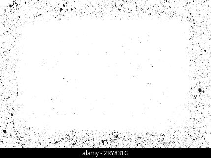 Risorsa di cornice astratta con schizzi di vernice nera texture e schizzi che formano una cornice. Grana sporca. Vera texture di vernice, spruzzata con Illustrazione Vettoriale