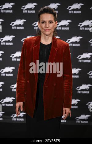 Namur, Belgio. 29 settembre 2023. L'attrice Veerle Baetens fotografata durante una foto call, nella serata di apertura del "Festival Internationale du Film Francophone de Namur" della FIFF, venerdì 29 settembre 2023 a Namur. BELGA PHOTO LAURIE DIEFFEMBACQ Credit: Belga News Agency/Alamy Live News Foto Stock