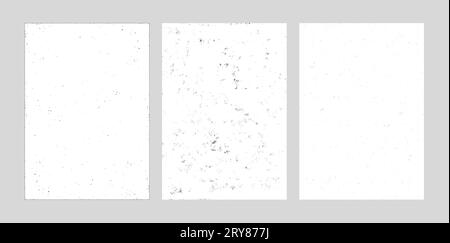 Set di sfondi o striscioni abstract retro grunge in bianco e nero. Illustrazione astratta della texture della superficie con agenti atmosferici, immagine vettorizzata Foto Stock