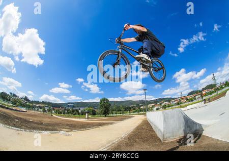 BMX Big Air Jump Foto Stock