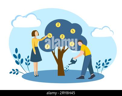 Albero dei soldi. Concetto aziendale Illustrazione Vettoriale